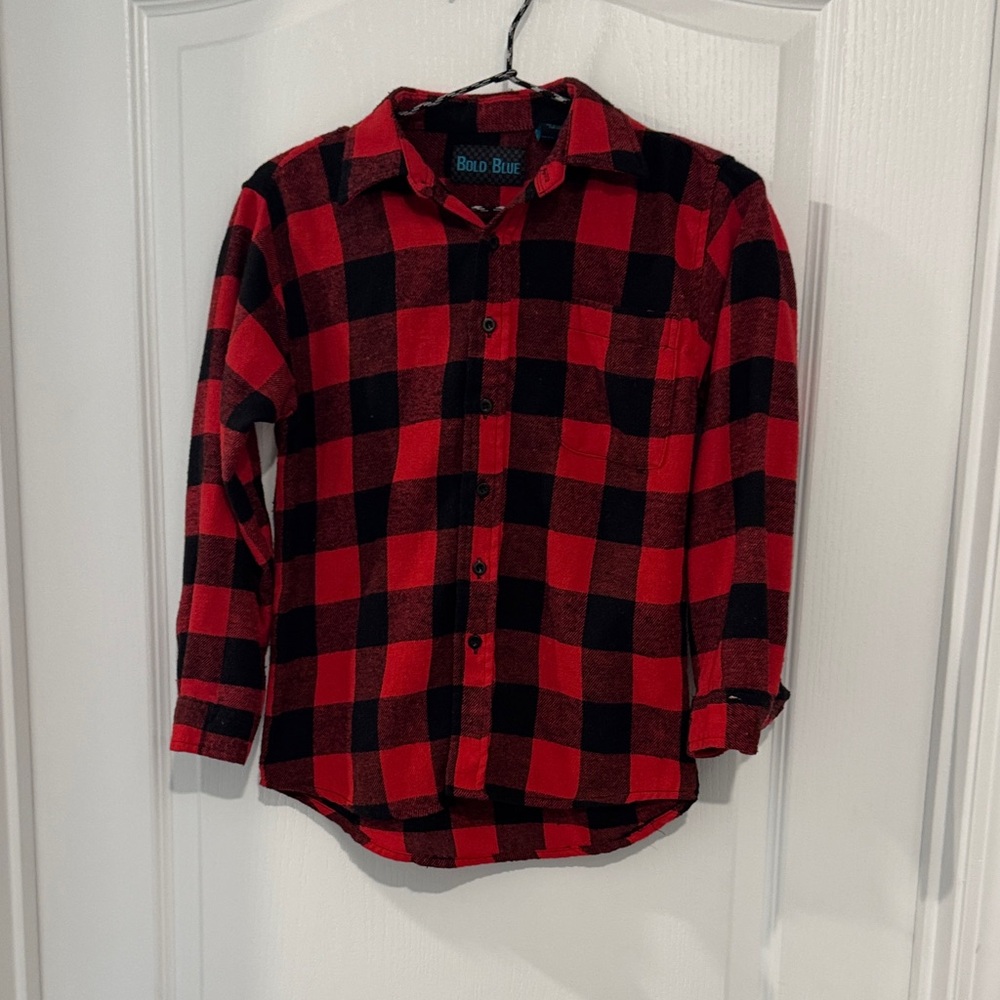 Bold Red and Black Plaid Kids Shirt